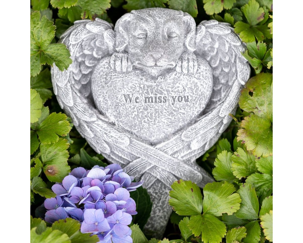 Antikas Gartenfigur Grabschmuck Herz mit Hund „We miss you“, Steinguss, grau, H 6cm x T Antikas Gartenfigur Grabschmuck Herz mit Hund „We miss you“, Steinguss, grau, H 6cm x T von Antikas
