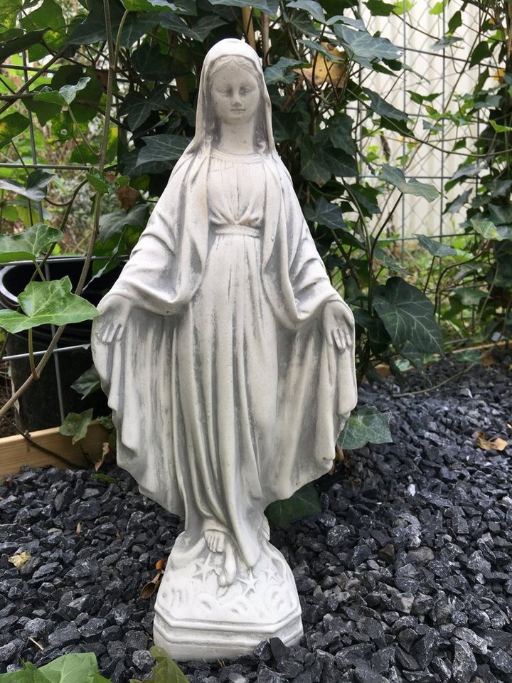 Antikas Gartenfigur Madonna Maria Statue Stein weiß Marien-Skulptur Devotionalien Maria von Antikas