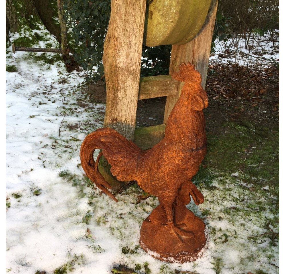 Antikas Gartenfigur Rustikaler Hahn Tierfiguren Garten Skulpturen - Tür-Dekoration Hof von Antikas