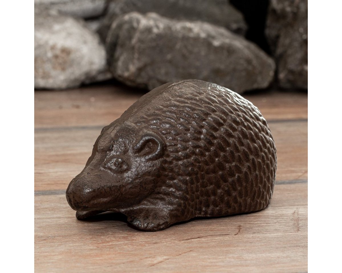 Antikas Gartenfigur Skulptur Igel, Igel aus Gusseisen, Dekoration Antik-Braun, rustikal von Antikas