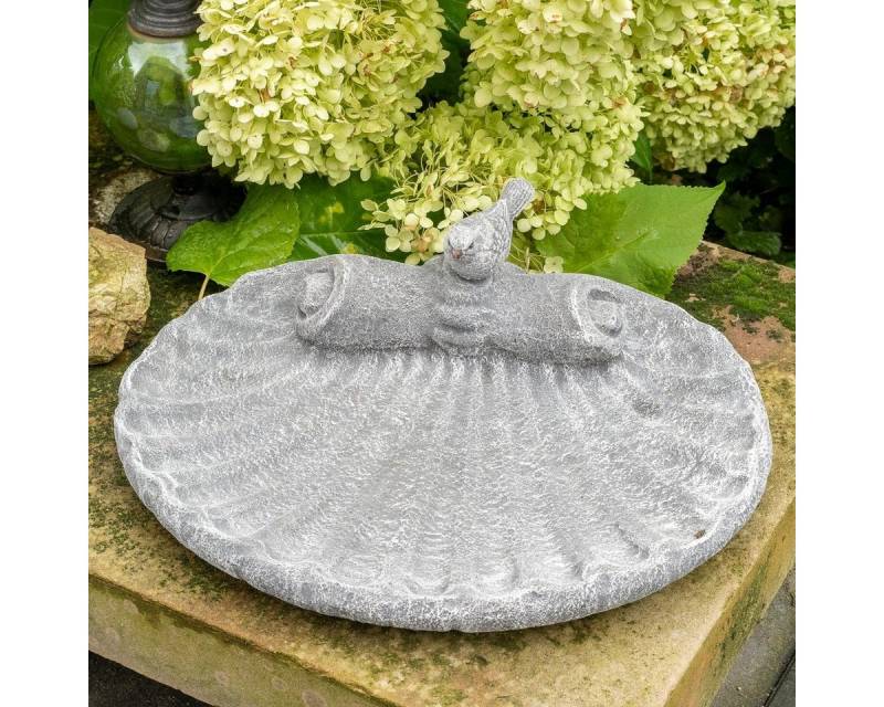 Antikas Gartenfigur Vogeltränke Muschel, Steinguss, grau, H 10m x T 26cm Antikas Gartenfigur Vogeltränke Muschel, Steinguss, grau, H 10m x T 26cm von Antikas