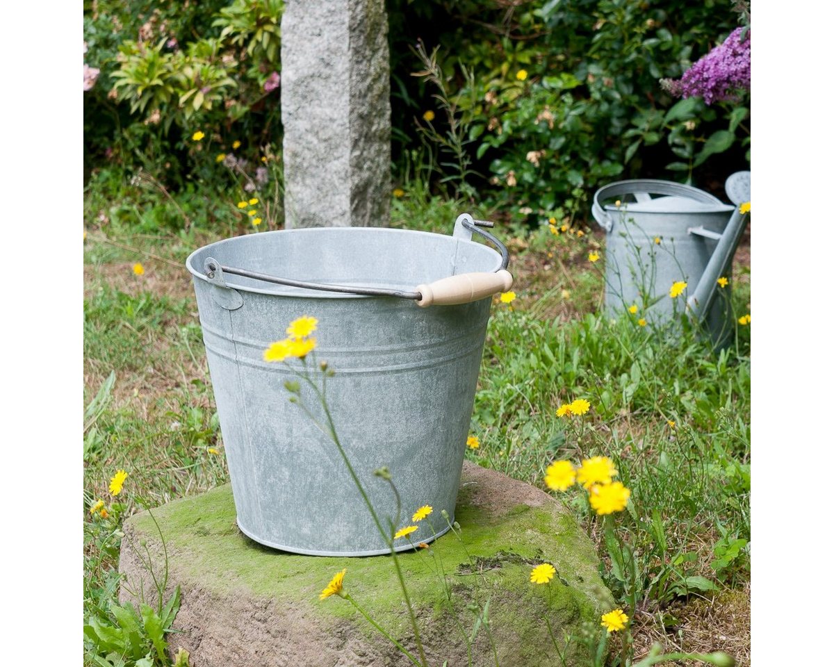 Antikas Gartenpflege-Set Dekorativer Eimer Blecheimer verzinkt als Garteneimer Aschekübel - von Antikas