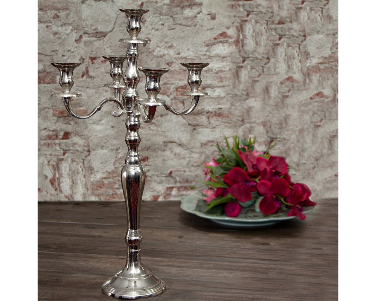 Antikas Kerzenhalter Kerzen Leuchter Aluminium, groß, edler Kerzenhalter, 5-armig von Antikas