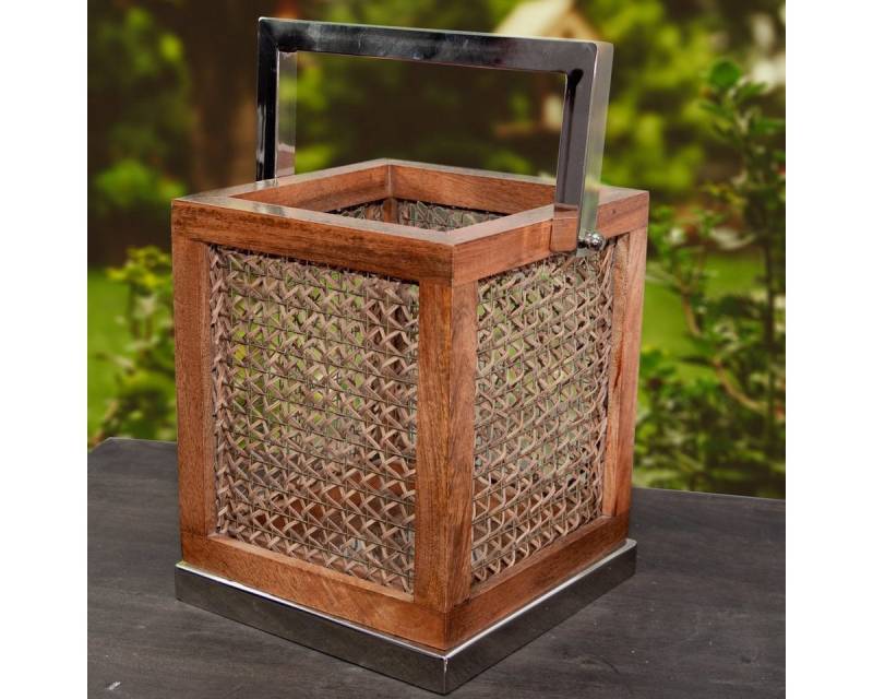 Antikas Wanddekoobjekt Laterne aus Holz - Flecht-Look, Edelstahl Applikationen, Windlicht Antikas Wanddekoobjekt Laterne aus Holz - Flecht-Look, Edelstahl Applikationen, Windlicht von Antikas