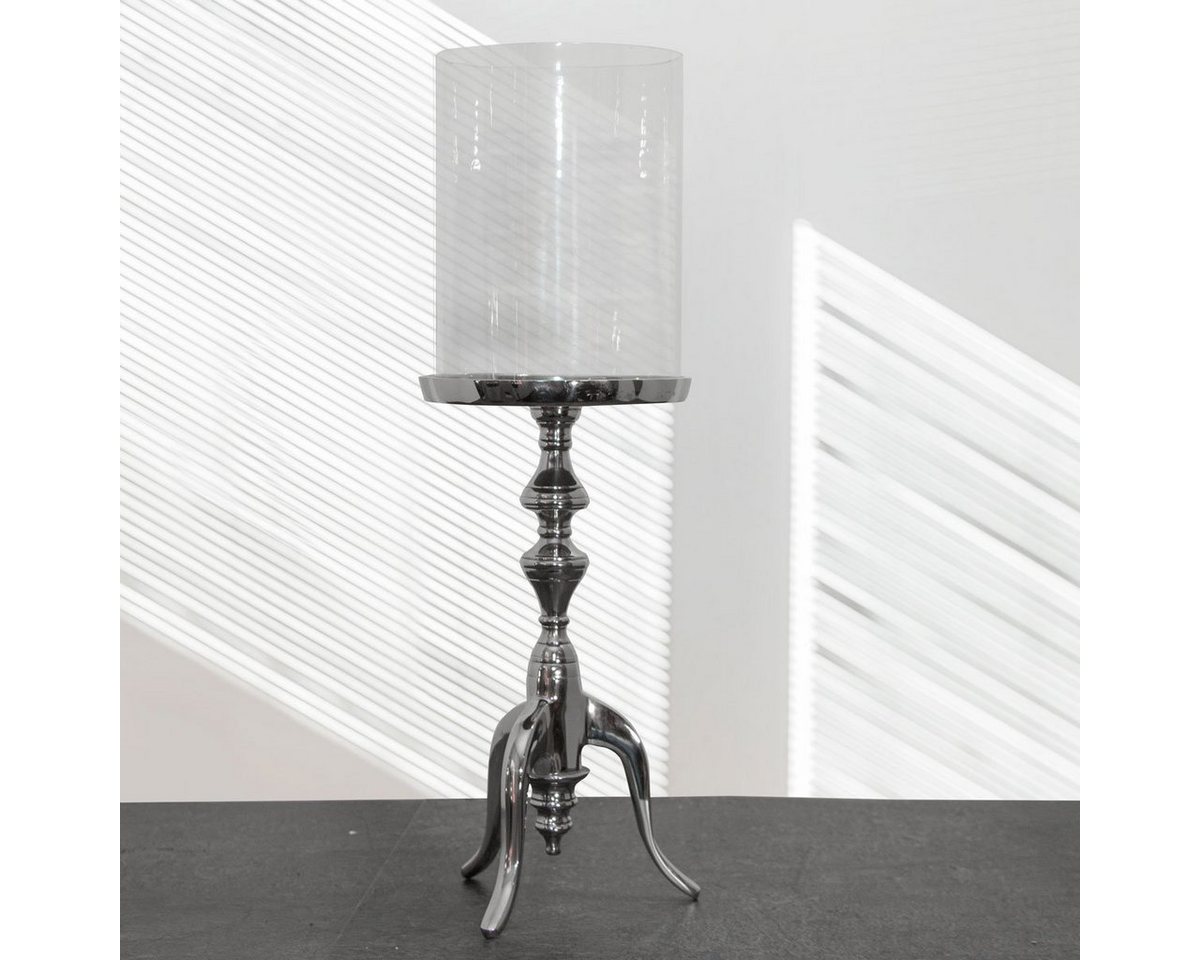 Antikas Kerzenhalter Windlicht, Glas, Alu, Sockel, XL von Antikas