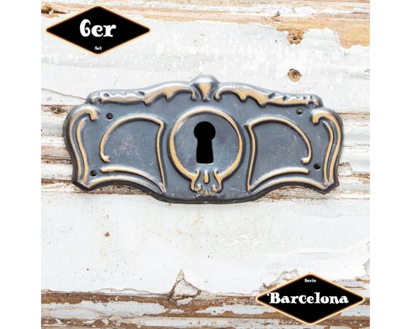 Antikas Möbelbeschlag Schlüsselplatte,Serie "Barcelona",6er Pack, Eisen in Messing pat. von Antikas