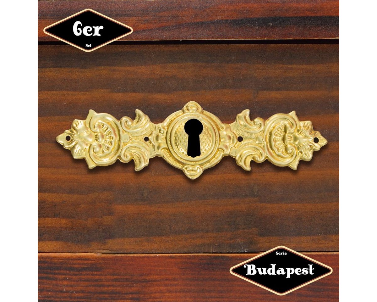 Antikas Möbelbeschlag Schlüsselplatte,Serie Budapest",6er Pack, Eisen in Messing gl." von Antikas