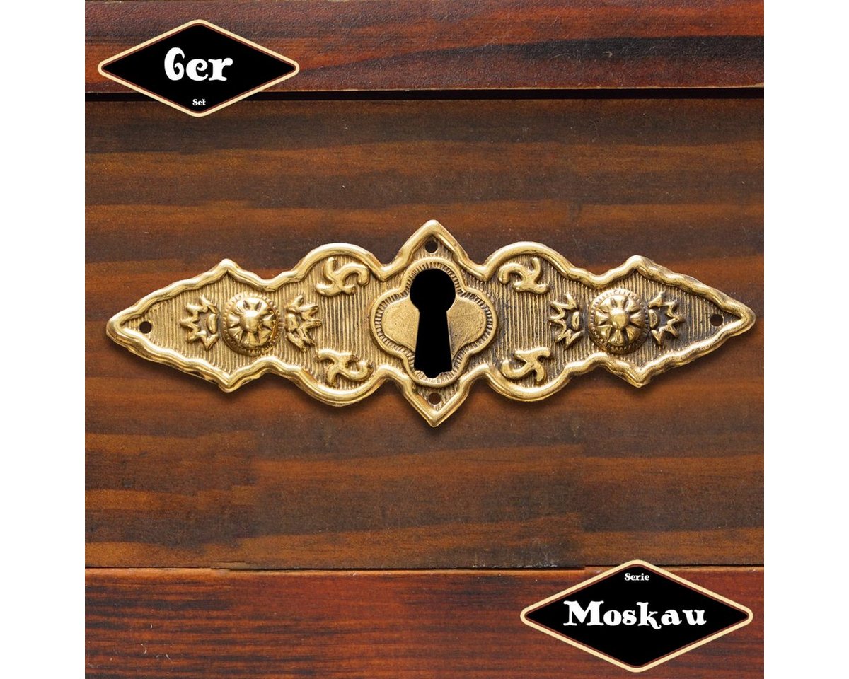 Antikas Möbelbeschlag Schlüsselplatte,Serie "Moskau",6er Pack, Eisen in Messing gl. von Antikas
