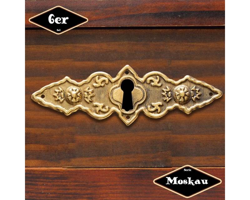Antikas Möbelbeschlag Schlüsselplatte,Serie "Moskau",6er Pack, Eisen in Messing gl. von Antikas