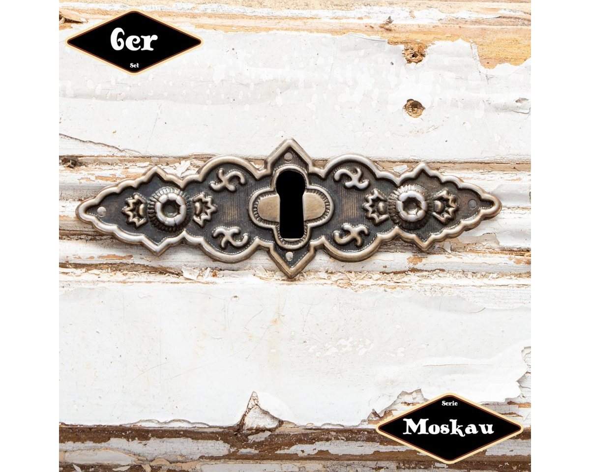 Antikas Möbelbeschlag Schlüsselplatte,Serie "Moskau",6er Pack, Eisen in Messing pat. von Antikas