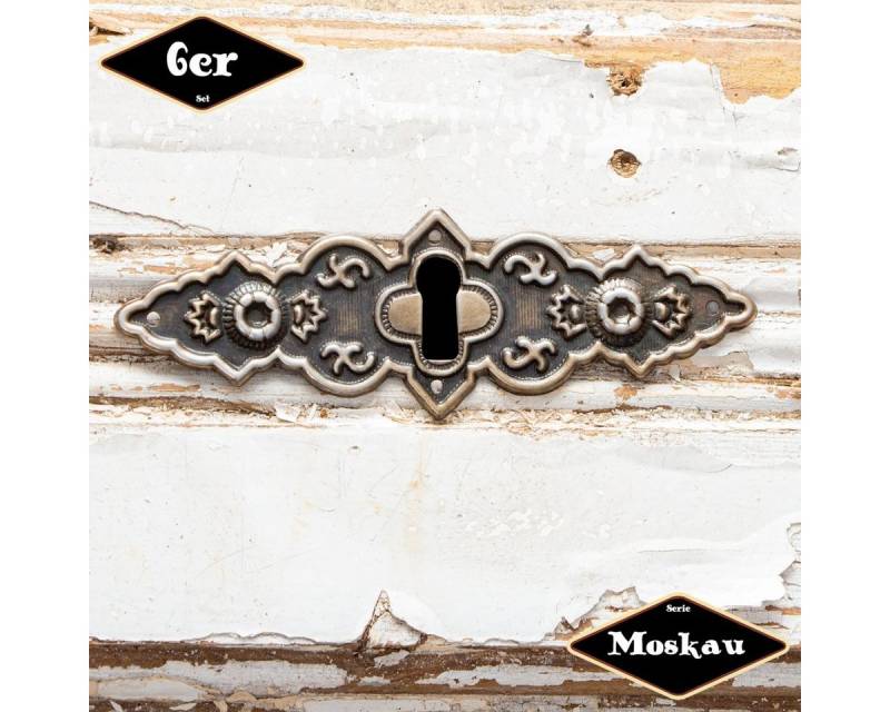 Antikas Möbelbeschlag Schlüsselplatte,Serie "Moskau",6er Pack, Eisen in Messing pat. von Antikas