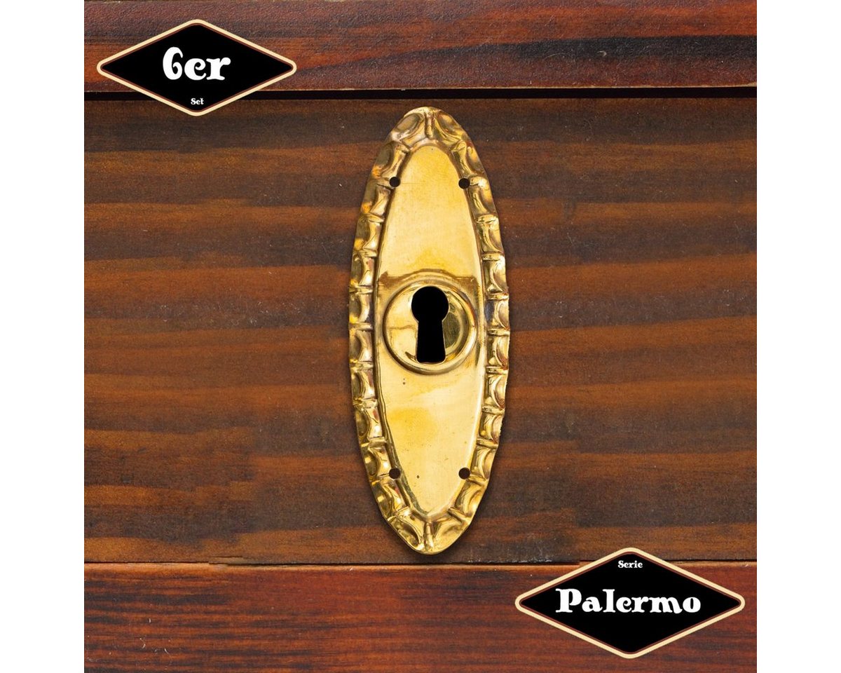 Antikas Möbelbeschlag Schlüsselplatte,Serie "Palermo",6er Pack, Eisen in Messing gl. von Antikas