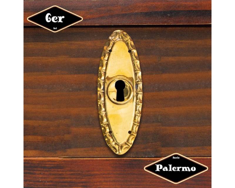 Antikas Möbelbeschlag Schlüsselplatte,Serie "Palermo",6er Pack, Eisen in Messing gl. von Antikas