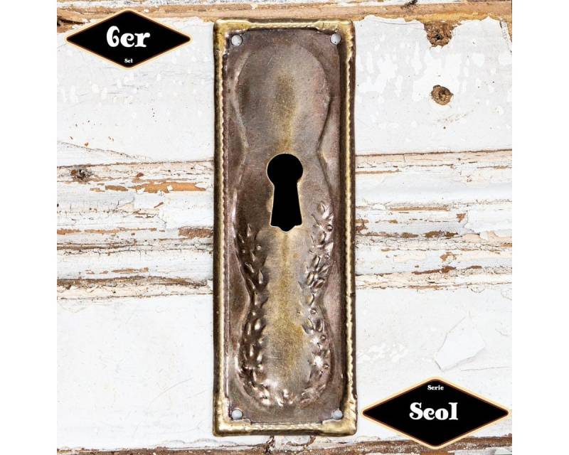 Antikas Möbelbeschlag Schlüsselplatte,Serie "Seol",6er Pack, Eisen in Messing pat. von Antikas