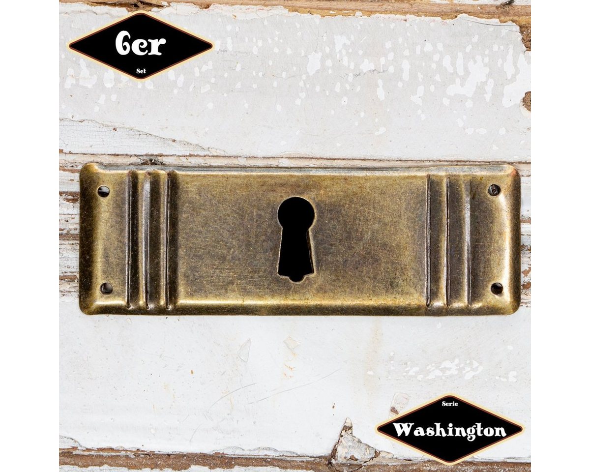 Antikas Möbelbeschlag Schlüsselplatte,Serie Washington",6er Pack, Eisen in Messing pat." von Antikas