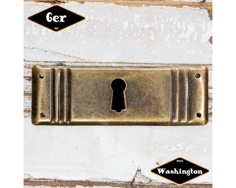 Antikas Möbelbeschlag Schlüsselplatte,Serie "Washington",6er Pack, Eisen in Messing pat. von Antikas