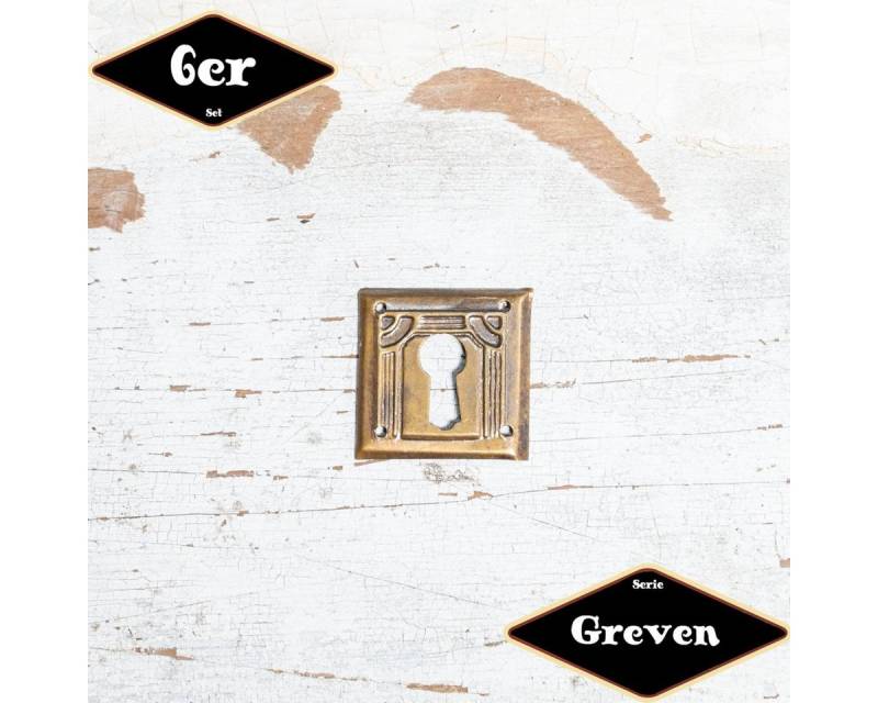 Antikas Möbelbeschlag Schlüsselplatte,Serie"Greven",6er Pack, Eisen in Messing von Antikas