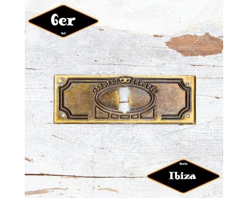 Antikas Möbelbeschlag Schlüsselplatte,Serie"Ibiza",6er Pack, Eisen in Messing von Antikas