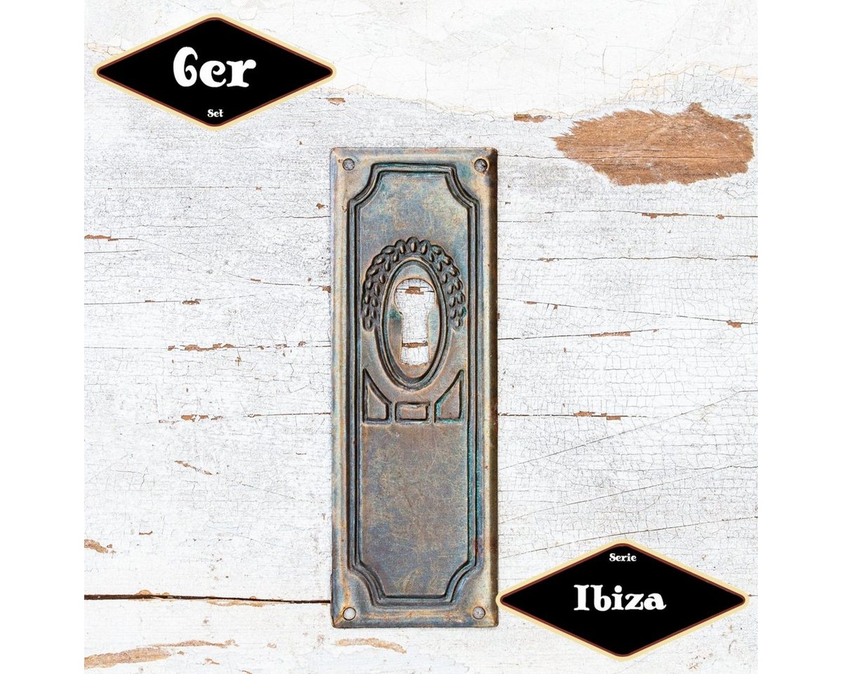 Antikas Möbelbeschlag Schlüsselplatte,Serie"Ibiza",6er Pack, Eisen in Messing von Antikas