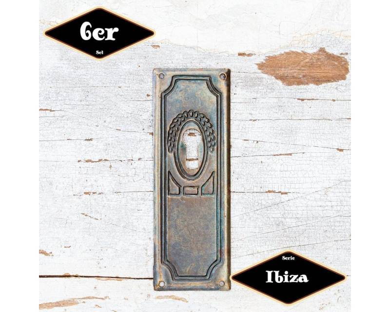Antikas Möbelbeschlag Schlüsselplatte,Serie"Ibiza",6er Pack, Eisen in Messing von Antikas