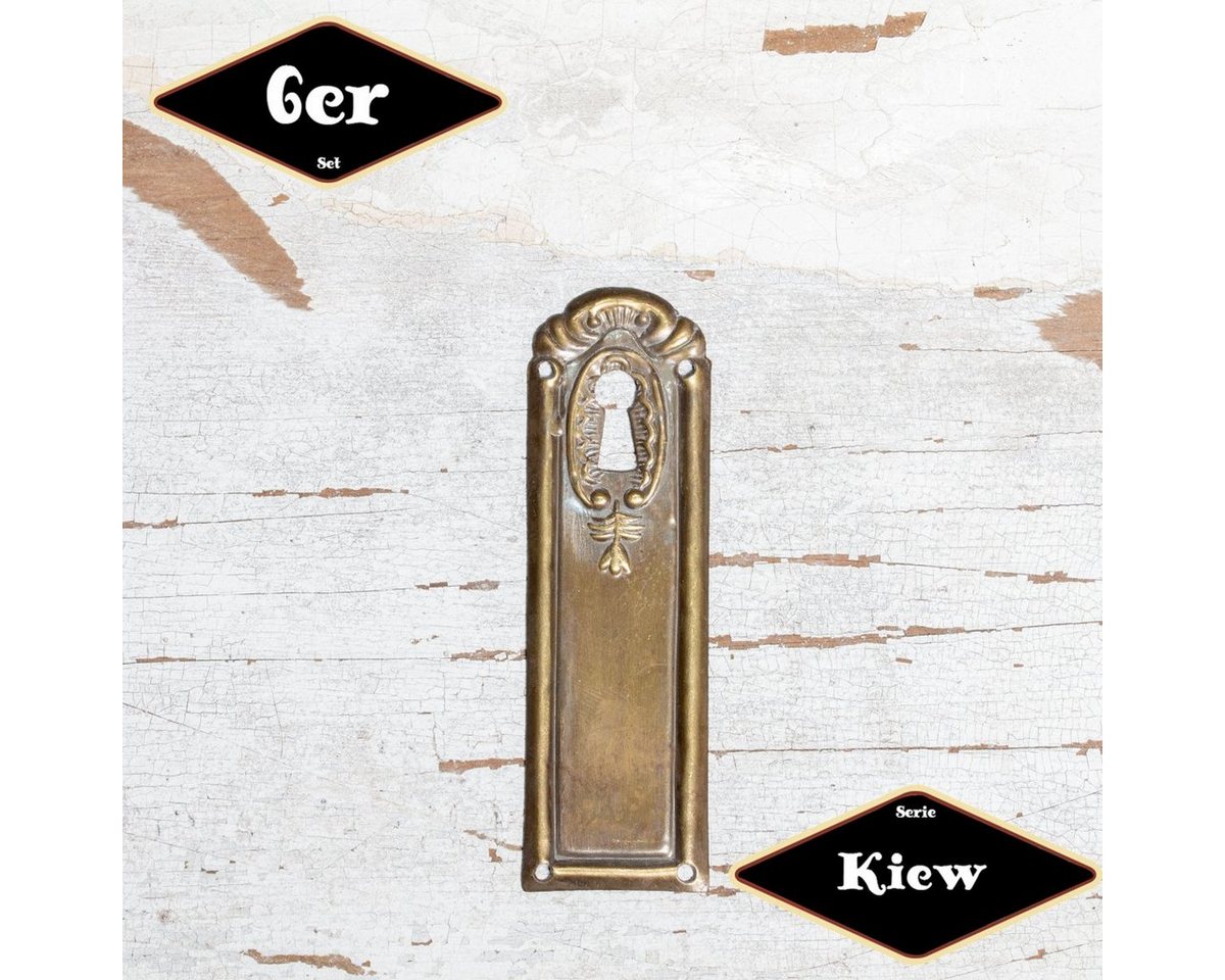 Antikas Möbelbeschlag Schlüsselplatte,Serie"Kiew",6er Pack, Eisen in Messing pat., H7,8xB2,4cm von Antikas