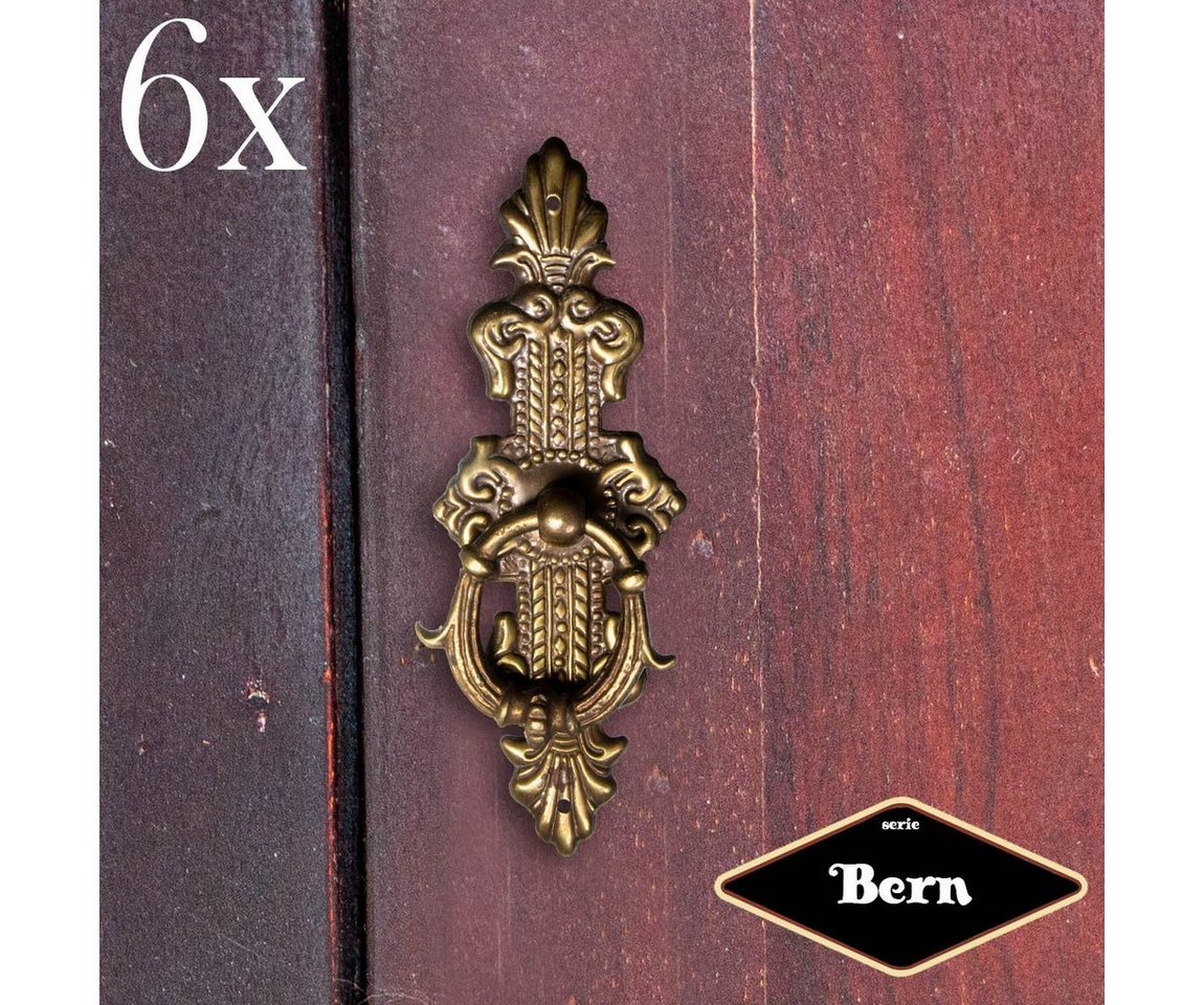 Antikas Möbelbeschlag Schubladengrif mit Griff, Eisen in Antikmessing, Serie "Bern", 6er von Antikas