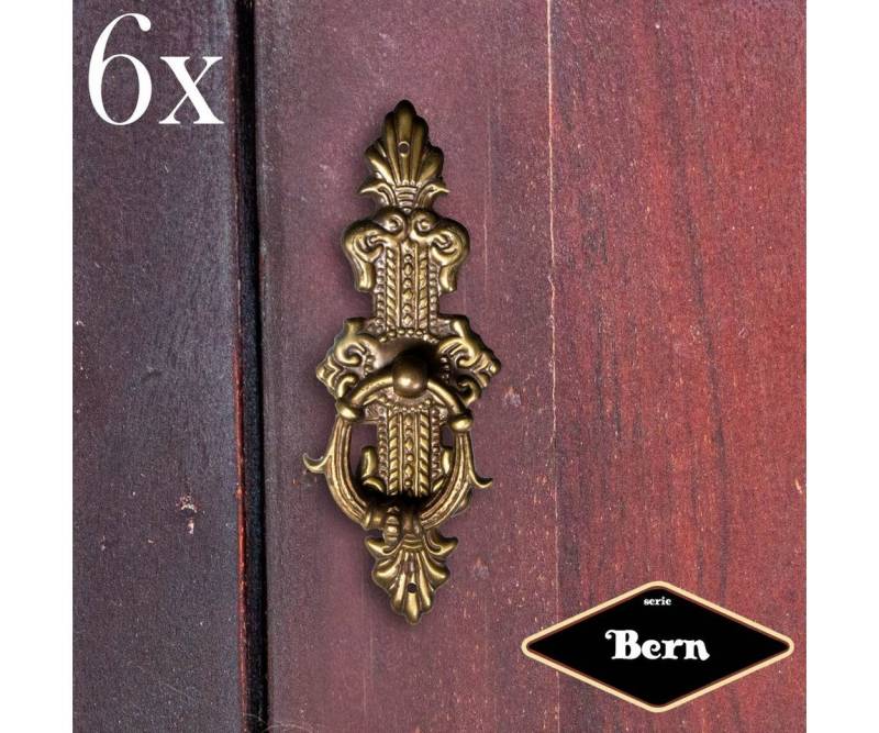 Antikas Möbelbeschlag Schubladengrif mit Griff, Eisen in Antikmessing, Serie "Bern", 6er von Antikas