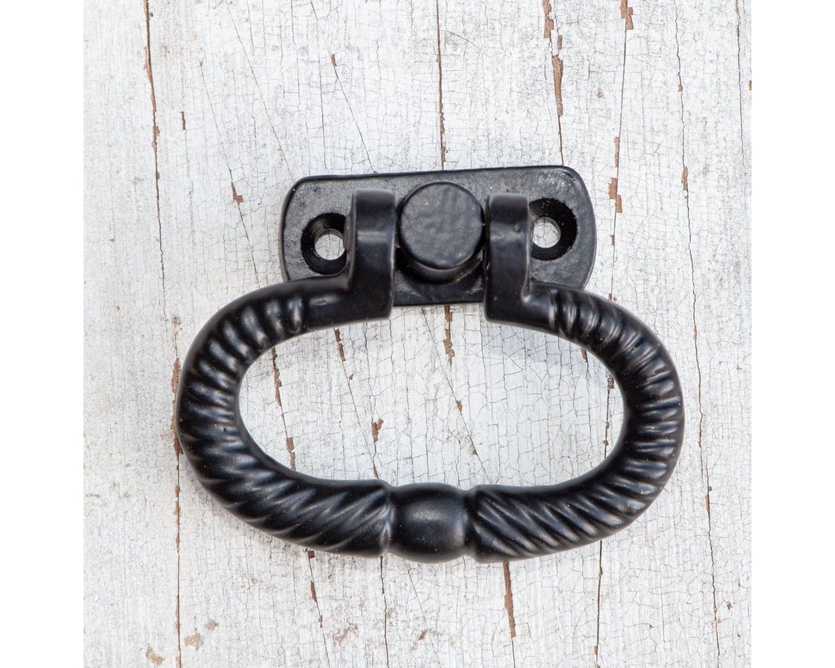 Antikas Möbelbeschlag Schubladengriff, Ring, Klein, Eisen schwarz, H5,6xB6,5cm von Antikas
