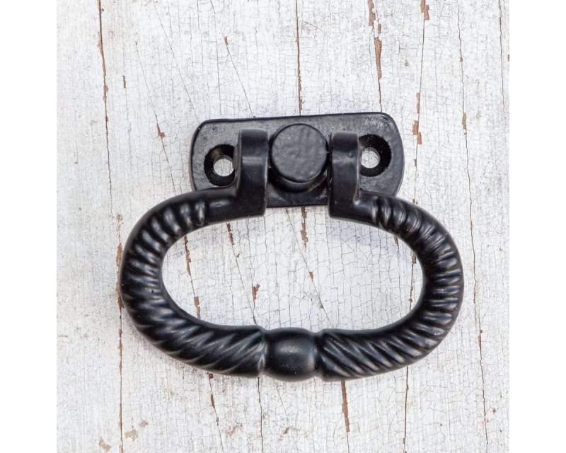 Antikas Möbelbeschlag Schubladengriff, Ring, Klein, Eisen schwarz, H5,6xB6,5cm von Antikas