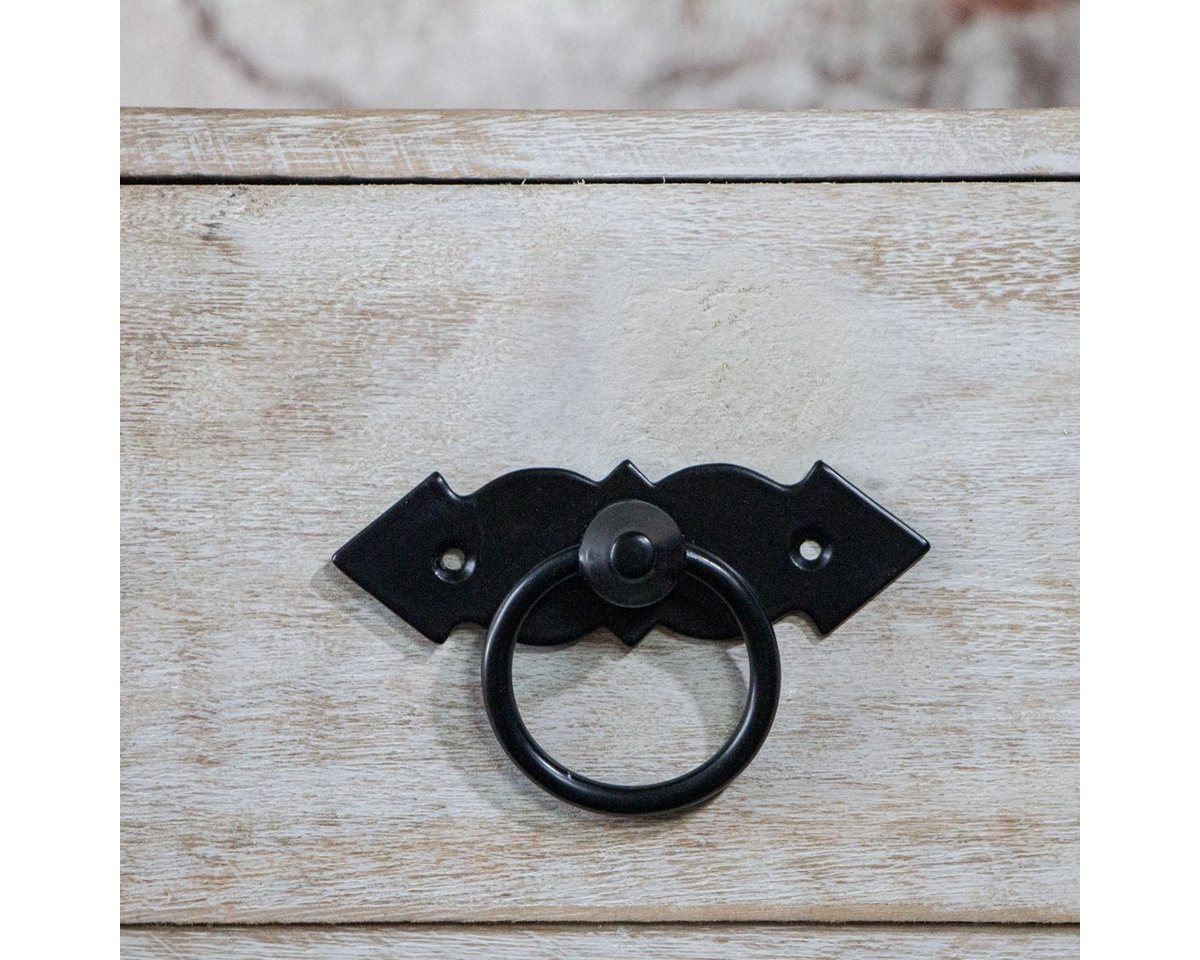 Antikas Möbelbeschlag Schubladengriff, Schwarz, pulverbeschichtet, mit Ring, Möbelgriffe von Antikas
