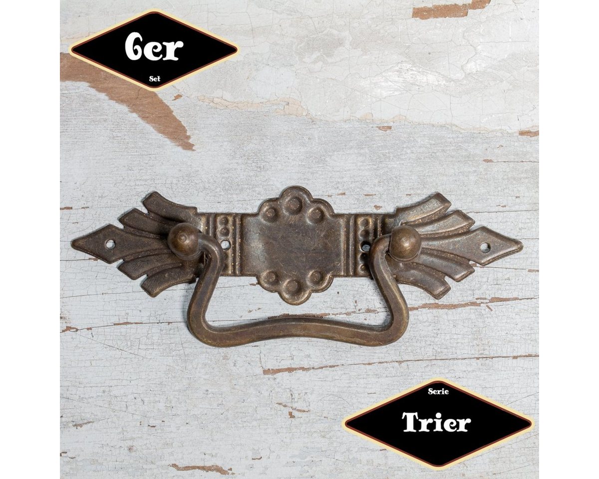 Antikas Möbelbeschlag Schubladengriff, Serie"Trier",6er Pack, Messing pat., H4,5xB12,5cm von Antikas