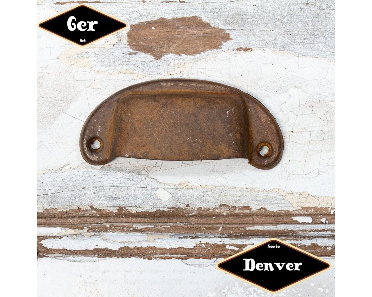 Antikas Möbelbeschlag Schubladengriff,Serie "Denver",6er Pack, Eisen rostig, H3,5xB7,8cm von Antikas