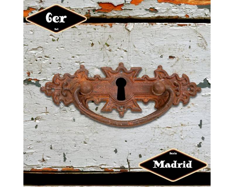 Antikas Möbelbeschlag Schubladengriff,Serie "Madrid",6er Pack, Eisen rostig, H4,5xB11,3cm von Antikas