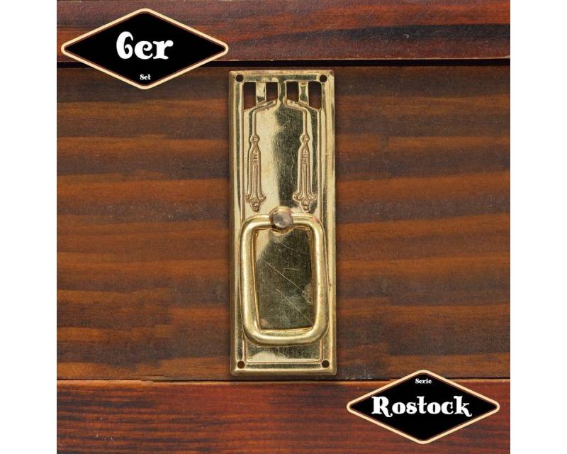 Antikas Möbelbeschlag Schubladengriff,Serie "Rostock",6er Pack, Eisen in Messing gl. von Antikas