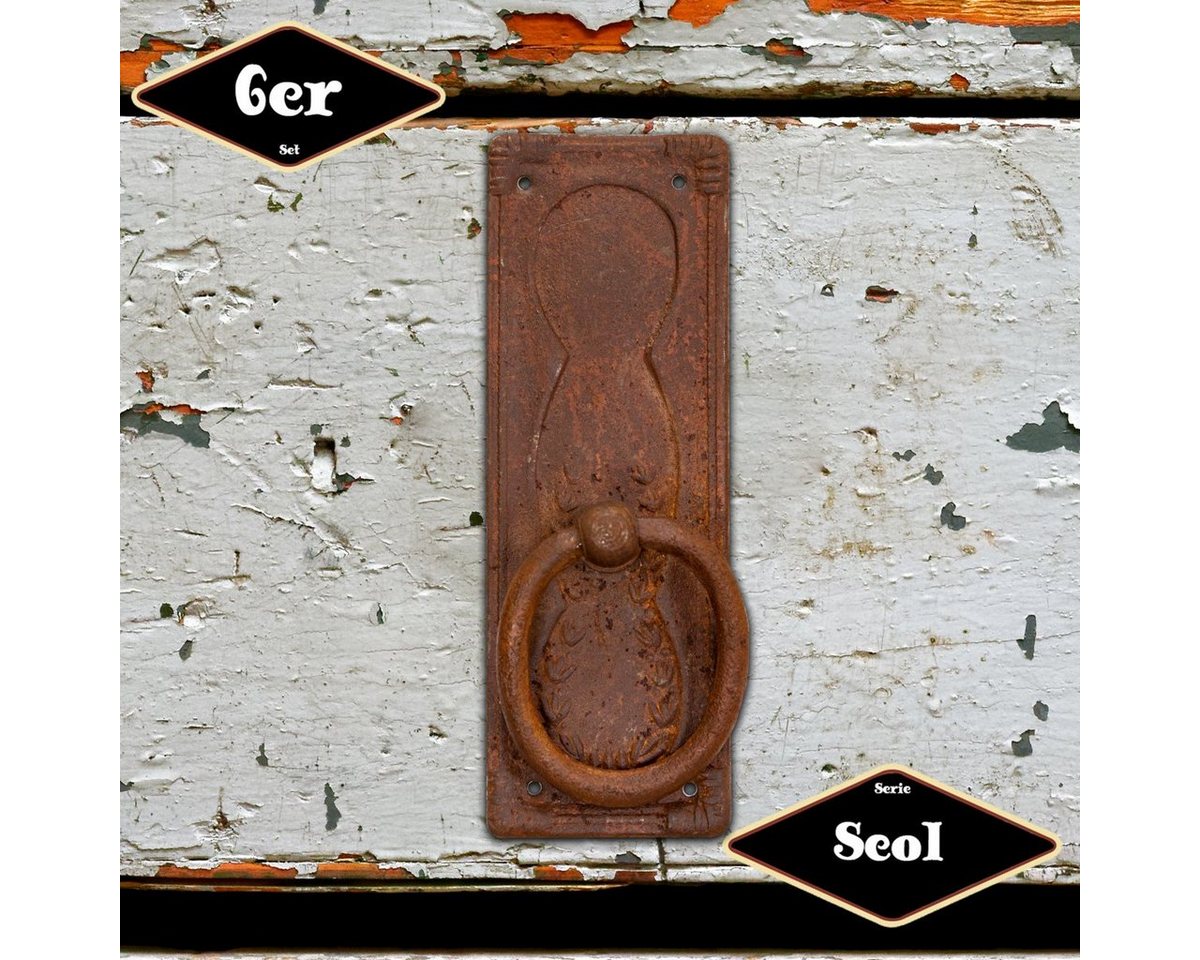 Antikas Möbelbeschlag Schubladengriff,Serie "Seol",6er Pack, Eisen rostig, H9,8xB3,5cm von Antikas