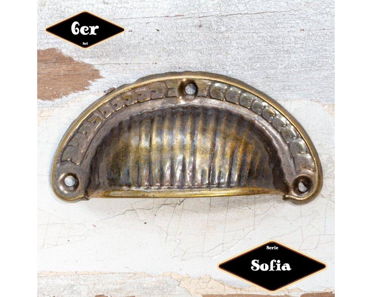 Antikas Möbelbeschlag Schubladengriff,Serie "Sofia",6er Pack, Eisen in Messing pat. von Antikas