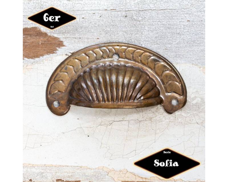 Antikas Möbelbeschlag Schubladengriff,Serie "Sofia",6er Pack,klein, Eisen in Messing pat. von Antikas