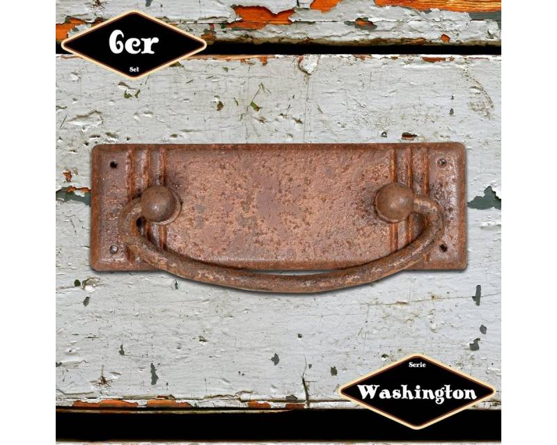 Antikas Möbelbeschlag Schubladengriff,Serie "Washington",6er Pack, Eisen rostig von Antikas