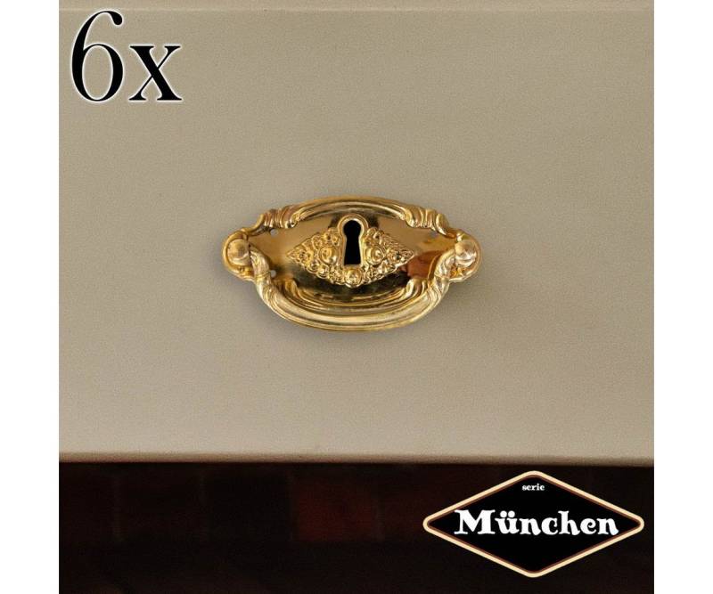 Antikas Möbelbeschlag Schubladengriff mit Schlüsselloch, Eisen Messing gl., Serie "München" von Antikas