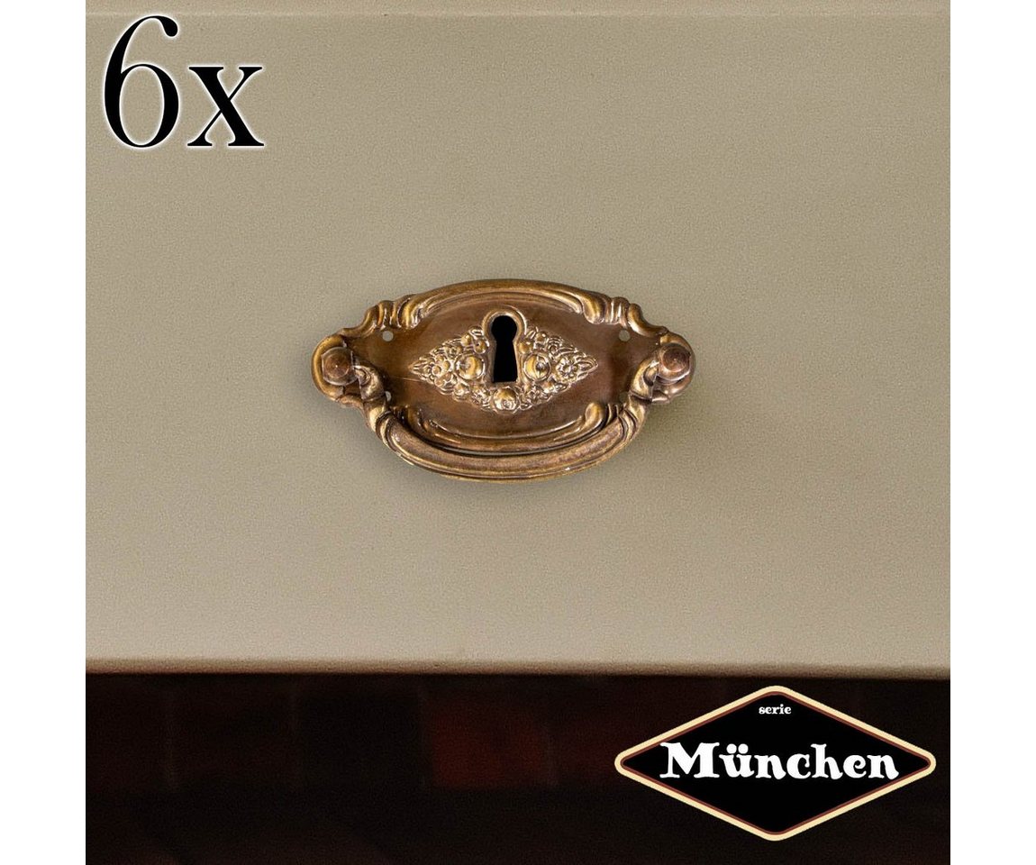 Antikas Möbelbeschlag Schubladengriff mit Schlüsselloch,Eisen in Antikmessing,Serie von Antikas