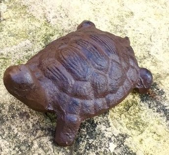 Antikas - Schildkröte klein Dekoration Steinbeet Terrasse Teich, wetterfest Eisen von Antikas