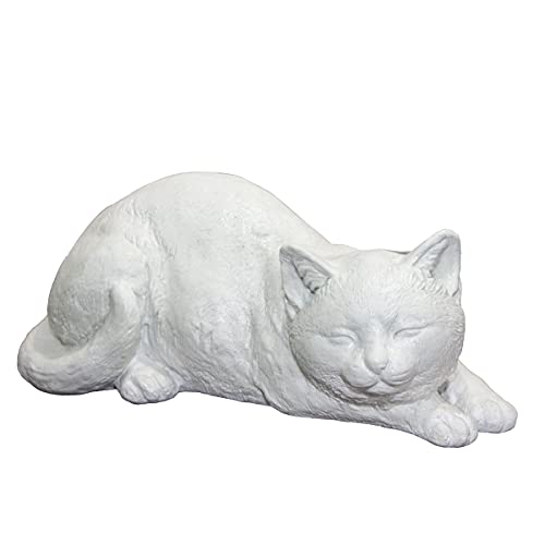 Antikas - Steinfigur Katze - Glow in The Dark, weiß, schnurrende Katze, Tierfigur von Antikas