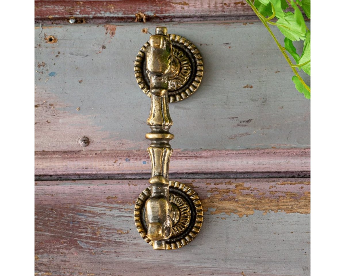 Antikas Stoßgriff Torgriff, Stoßgriff, Drachenmotiv, Eisen, gelb(messing), H 5,0 x B von Antikas