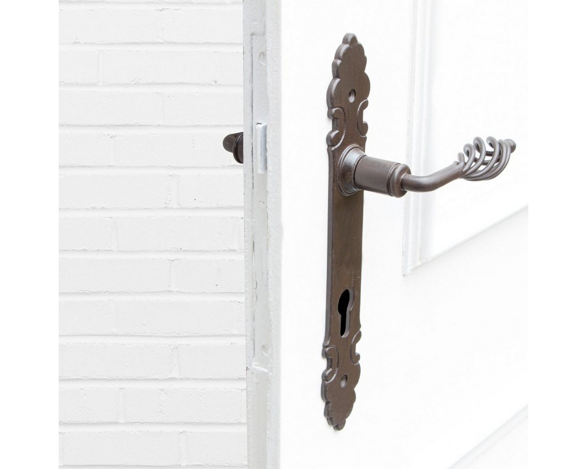 Antikas Türbeschlag Drückergarnitur für Haustüren, zeitloses Design, PZ92, Eisen braun von Antikas