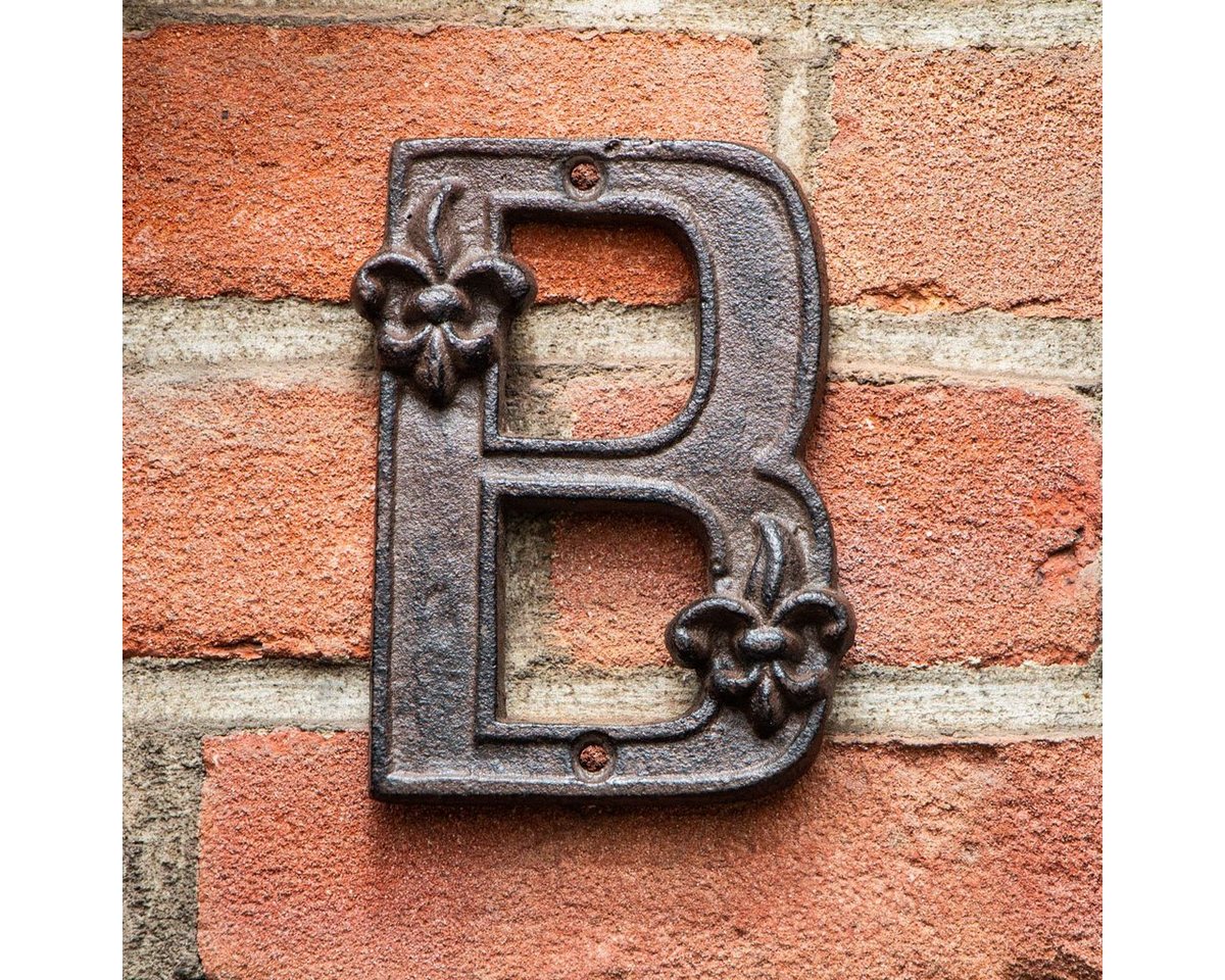 Antikas Türbeschlag Stilvoller Buchstabe "B" für Hauswand, Hausnummer, Eisen, Braun von Antikas