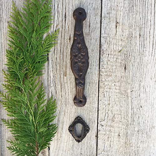 Antikas - Türgriff aus Gusseisen mit Schlossrosette, ideal für Holztor, Stall Nebeneingang von Antikas