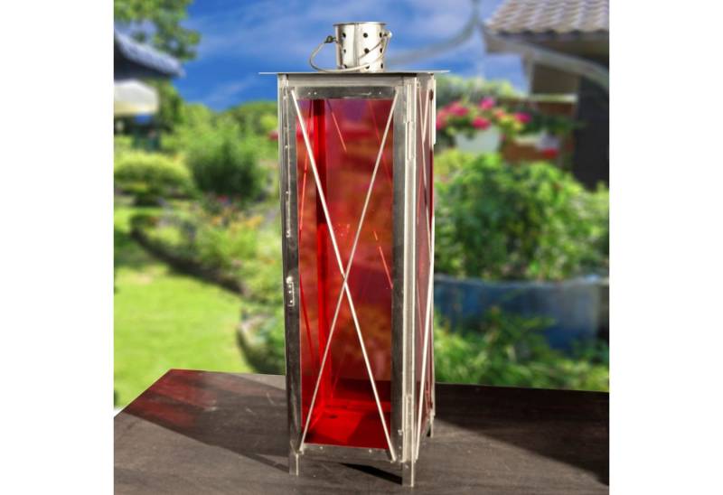 Antikas Wanddekoobjekt Große Laterne aus Eisen - Rotes Glas - Windlicht, Kerzenhalter Antikas Wanddekoobjekt Große Laterne aus Eisen - Rotes Glas - Windlicht, Kerzenhalter von Antikas