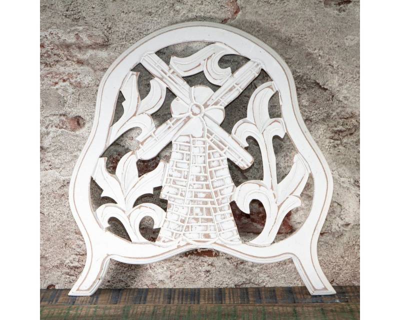 Antikas Wanddekoobjekt Holzornament, Windmühle, Klein, Chabby Chic, Holz, weiß, H 31,0 x B von Antikas