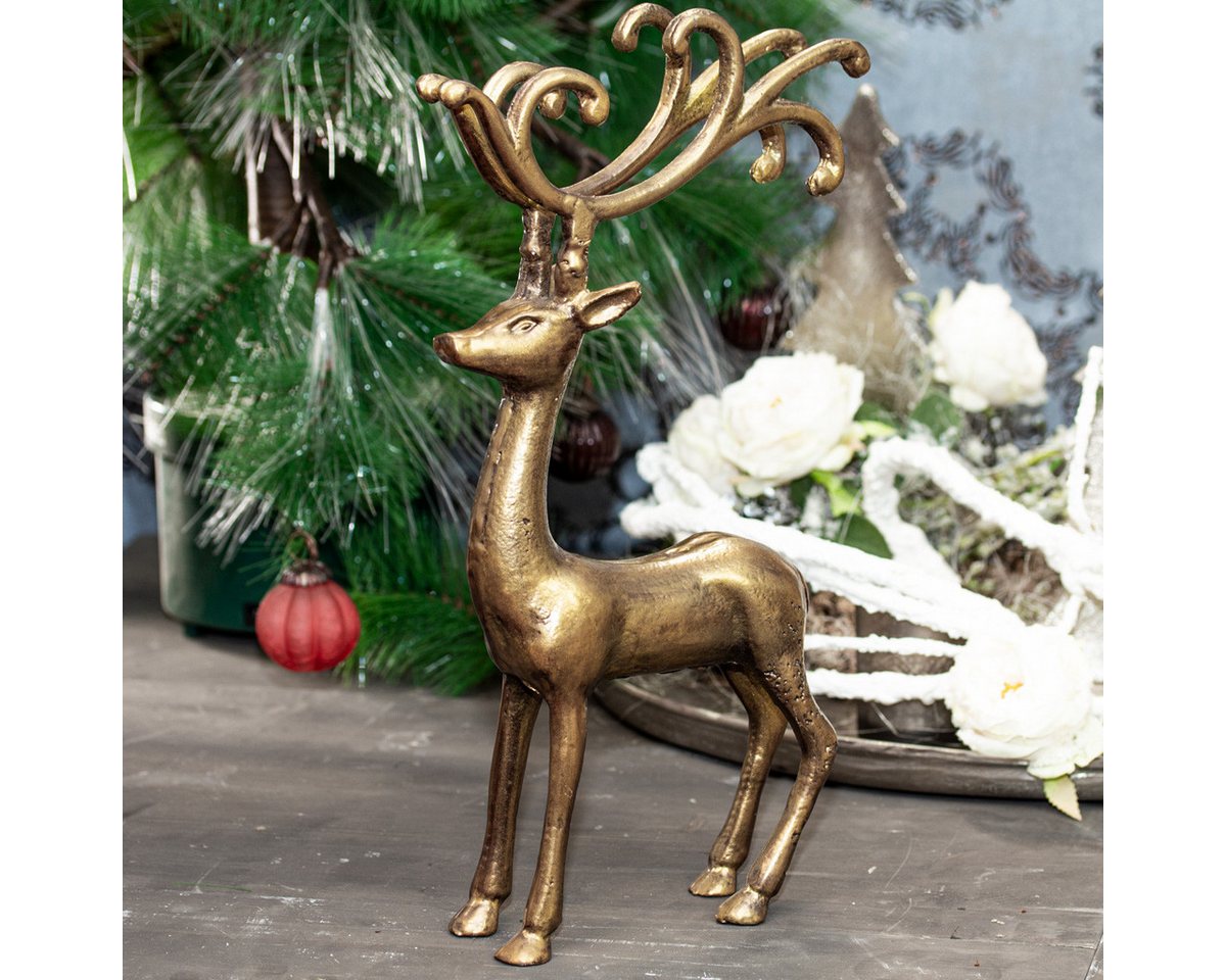 Antikas Wanddekoobjekt Rentier Figur Goldfarbend, Gartenfigur aus Aluminium Tierfiguren Antikas Wanddekoobjekt Rentier Figur Goldfarbend, Gartenfigur aus Aluminium Tierfiguren von Antikas