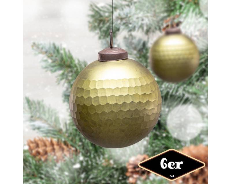 Antikas Weihnachtsfigur Christbaumkugelset, Rund, 6er Set, Glas, grün, Muster, H8,5xB8,0cm Antikas Weihnachtsfigur Christbaumkugelset, Rund, 6er Set, Glas, grün, Muster, H8,5xB8,0cm von Antikas